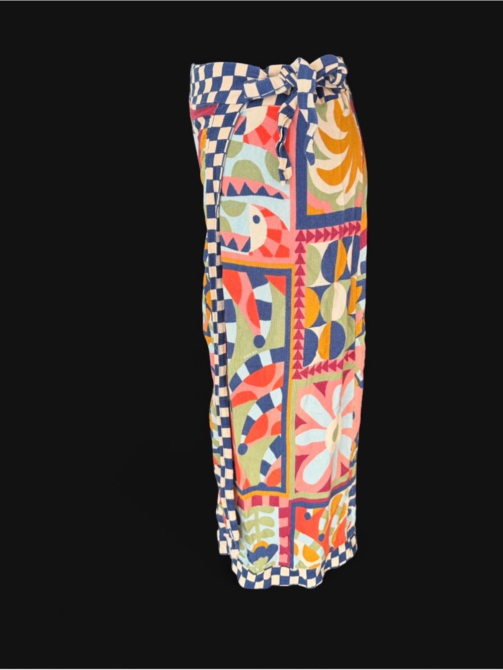 Farm Rio Wrap Midi Skirt PP XS Colorful Geometric Patchwork Made in Brazil - Picture 3 of 8